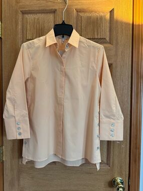 NWT Hinson Wu Women’s Melon Button-Down Shirt 3/4 Length Sleeve